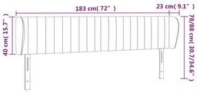 Κεφαλάρι με Πτερύγια Ανοιχτό Γκρι 183x23x78/88 εκ. Βελούδινο 3117442