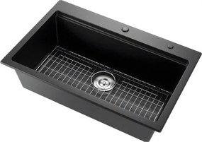 VEVOR 84 cm Granite Kitchen Sink Top Mount Single Bowl Drop-In Basin for RV Bar
