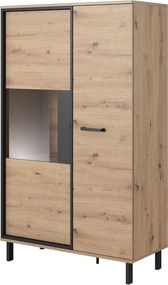 Lh-homefurniture Βιτρίνα Nest Φυσικό Artisan+Black pearl 90x150x40cm L_NEST_SV