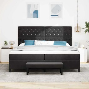 vidaXL Κρεβάτι με ελατήρια με στρώμα Μαύρο 200 x 200 cm Βελούδο