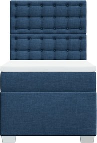 vidaXL Κρεβάτι Boxspring με Στρώμα Μπλε 90x190 εκ.Υφασμάτινο