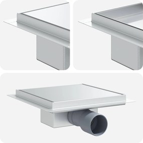 vidaXL 2 σε 1 εκροή ντους Ασημί 20 x 20 cm Ανοξείδωτο Ατσάλι 304