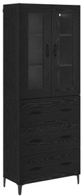 vidaXL Highboard Μαύρη Οξυά 69,5 x 34 x 180 εκ. Επεξεργασμένο ξύλο