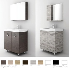 Orabella Vanity 80 Long - Έπιπλο Μπάνιου Επιδαπέδιο με πορσελάνινο νιπτήρα Ege και καθρέπτη ντουλάπι - 70128