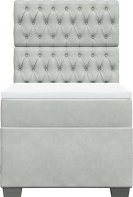 vidaXL Κρεβάτι Boxspring με Στρώμα Ανοιχτό Γκρι 100x200 εκ. Βελούδινο