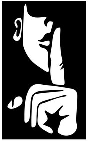 Διακοσμητικό Τοίχου Shut Up 891TNL2066 39x66cm Black Wallity Μέταλλο