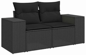 vidaXL Σετ Καναπέ Κήπου με μαξιλάρι 10 pcs Μαύρο Πολυ Ρατάν