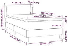 Κρεβάτι Boxspring με Στρώμα Μαύρο 80 x 200 εκ. Υφασμάτινο - Μαύρο