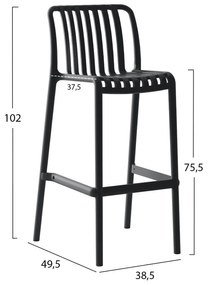 ΣΚΑΜΠΟ BAR ΠΟΛΥΠΡΟΠΥΛΕΝΙΟΥ CONVEE  ΜΑΥΡΟ 38,5x49,5x102Υεκ.