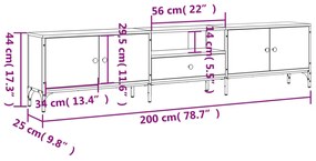 Έπιπλο Τηλεόρασης με Συρτάρι Sonoma Δρυς 200x25x44εκ Επεξ. Ξύλο - Καφέ