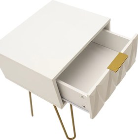 Κομοδίνο Isla pakoworld χρώμα λευκό painting-χρυσό 42x35x55εκ
