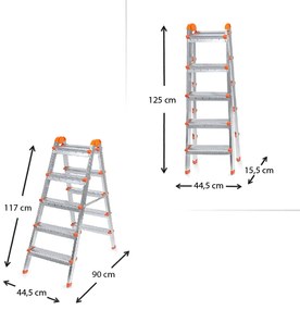 Σκάλα Double Step Perilla μεταλλική 5+5 σκαλοπάτια 117εκ.