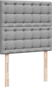 vidaXL Κρεβάτι Boxspring με Στρώμα Ανοιχτό Γκρι 90x190 εκ. Υφασμάτινο