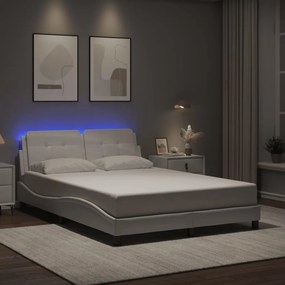 vidaXL Πλαίσιο Κρεβατιού με LED Χωρίς Στρώμα Zadar Λευκό 140x200 εκ.