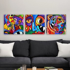 Decorative Canvas Painting (3 Pieces) pmdr40 Multicolor