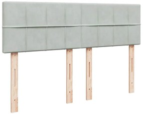 vidaXL Κρεβάτι Boxspring με Στρώμα Ανοιχτό Γκρι 160x200 εκ. Βελούδινο