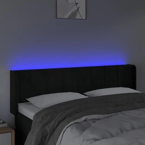 Κεφαλάρι Κρεβατιού LED Μαύρο 147x16x78/88 εκ. Βελούδινο - Μαύρο