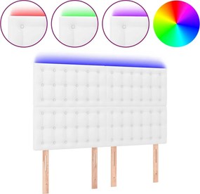 vidaXL Κεφαλάρι Κρεβατιού LED Λευκό 144x5x118/128 εκ