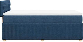vidaXL Κρεβάτι Boxspring με Στρώμα Μπλε 90x190 εκ.Υφασμάτινο