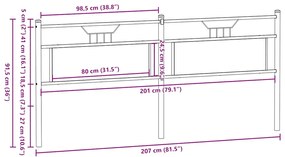 Κεφαλάρι Καπνιστή Δρυς 200 εκ. Επεξεργασμένο Ξύλο/Ατσάλι - Καφέ