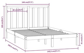 Σκελετός Κρεβ. Χωρίς Στρώμα Λευκό 140x190 εκ Μασίφ Πεύκο - Λευκό