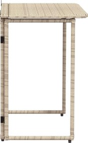 vidaXL Πτυσσόμενο τραπέζι κήπου Μπεζ 90x51x75 cm Poly Rattan