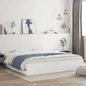 Πλαίσιο Κρεβατιού με Συρτάρια Λευκό 200x200 εκ Επεξεργ. Ξύλο