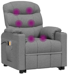 vidaXL Πολυθρόνα Μασάζ με Ανύψωση Ανοιχτό Γκρι Υφασμάτινη