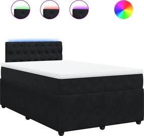 vidaXL Κρεβάτι Boxspring με Στρώμα Μαύρο 120 x 200 εκ. Βελούδινο