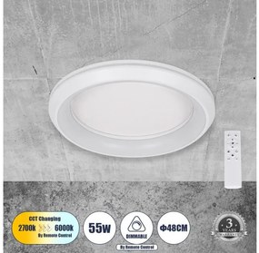Πλαφονιέρα Φωτιστικό Οροφής LED CCT 55W 6376lm MELINA Globostar-61041-Λευκό 61041