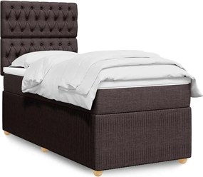 vidaXL Κρεβάτι Boxspring με Στρώμα Σκούρο Καφέ 90x190 εκ. Υφασμάτινο