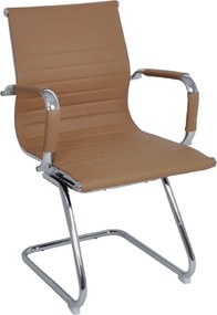 BF3300V Πολυθρόνα Γραφείου Επισκέπτη, Μέταλλο Βάση Χρώμιο PU Μπεζ   2τμχ