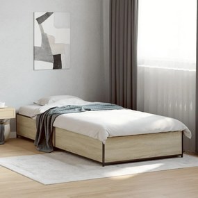 vidaXL Πλαίσιο Κρεβατιού Sonoma Δρυς 75 x 190 εκ. Επεξ. Ξύλο &amp; Μέταλλο