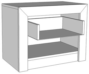 Κομοδίνο Astor NO1F Γκρί Δρύς - Λευκή Λάκα 53x35x46 εκ. 53x35x46 εκ.