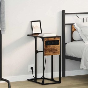 vidaXL Κομοδίνο Καπνιστή δρυς 41.5 x 26 x 60.5 εκ Επεξεργασμένο ξύλο