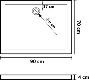 vidaXL Λεκάνες ντους 90 x 70 x 4 cm ABS