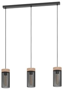 Φωτιστικό Οροφής - Ράγα Kilnsdale 43834 81x11x110cm 3xΕ27 40W Black-Brown Eglo Steel,Wood