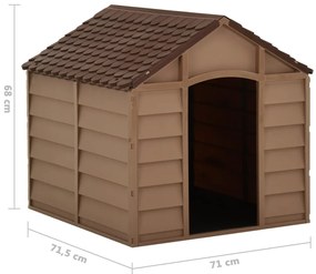 vidaXL Σπιτάκι Σκύλου Καφέ 71 x 71,5 x 68 εκ. από Πολυπροπυλένιο
