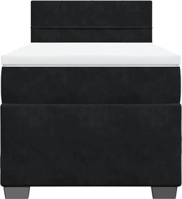 vidaXL Κρεβάτι Boxspring με Στρώμα Μαύρο Single Βελούδινο