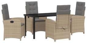 vidaXL Σέτ φαγητού για κήπο 5 pcs Μπεζ συνθετικό ρατάν