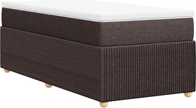 vidaXL Κρεβάτι Boxspring με Στρώμα Σκούρο Καφέ 100x200 εκ. Υφασμάτινο