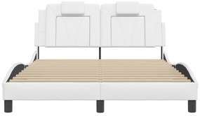 vidaXL Πλαίσιο Κρεβατιού Viana με LED Χωρίς Στρώμα Λευκό 140x190 εκ.