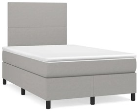 Κρεβάτι Boxspring με Στρώμα &amp; LED Αν.Γκρι 120x190εκ. Υφασμάτινο