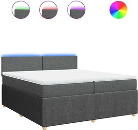 vidaXL Κρεβάτι Boxspring με Στρώμα Σκούρο Γκρι 200x200 εκ. Υφασμάτινο