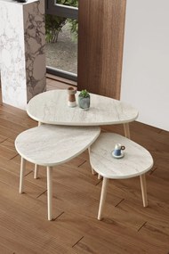 Σετ Τραπεζιών Σαλονιού Τραβερτίνη BACLAS 80x52x50