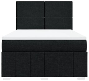 vidaXL Κρεβάτι Boxspring με Στρώμα Μαύρο 140x200 εκ. Υφασμάτινο