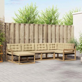 vidaXL Σειρά Καναπέ Εξωτερικού με μαξιλάρι 6 pcs Λευκό και Μπεζ