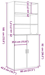 Ντουλάπι Λευκό 80x42,5x185 εκ. από Επεξεργασμένο Ξύλο - Λευκό