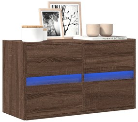 vidaXL Έπιπλο Τοίχου Τηλεόρασης με LED Καφέ Δρυς 80x31x45 εκ.