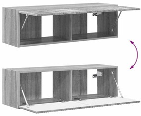 vidaXL Ντουλάπι Τηλεόρασης Τοίχου Επιτοίχιο 2 pcs Γκρίζο Σονομα